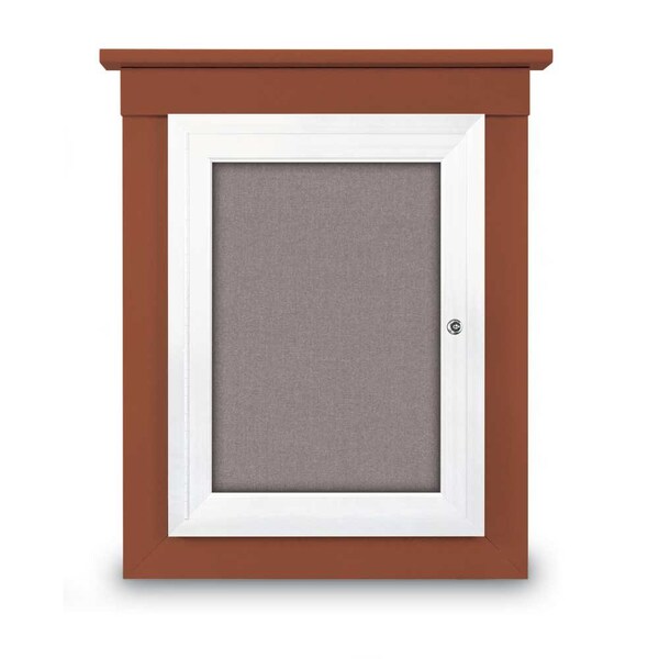 42"x32" 2-Door Enclosed Letterboard, Header, Green Vinyl/Walnut